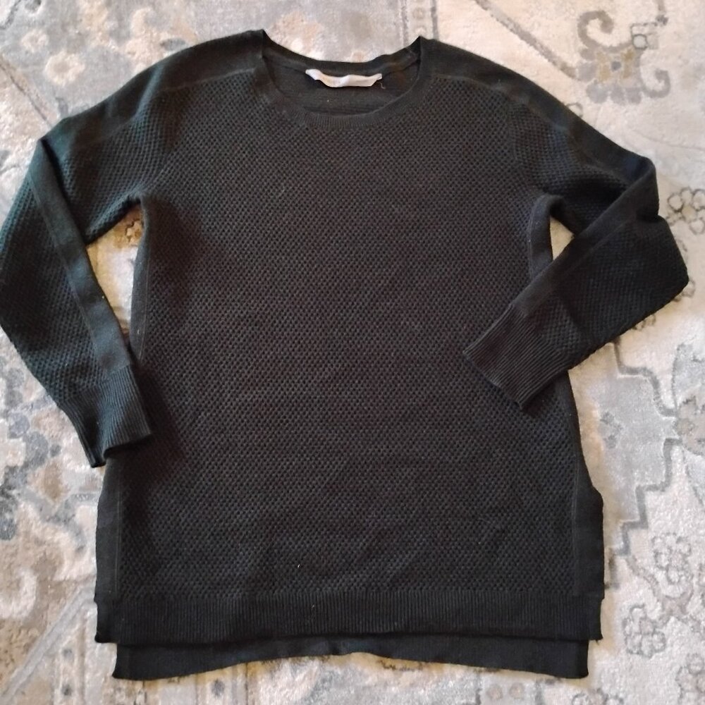 Athleta charcoal gray merino wool blend sweater size small 38 percent merino